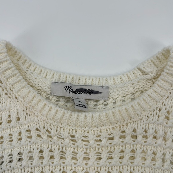 Madewell Crochet-Knit Crewneck Racerback Sweater Tank Bright Ivory S NWT NO992 - Picture 12 of 14
